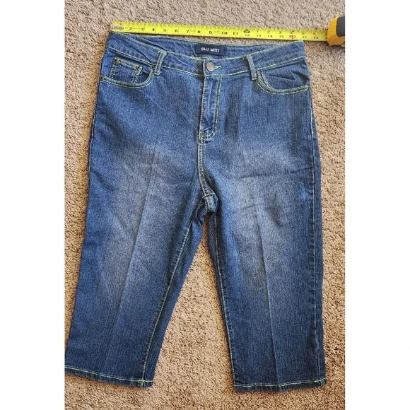 Blu Mist Women's Blue Mid-Rise Mom Capri Denim Jeans Size 14w Reg - Picture 2 of 6